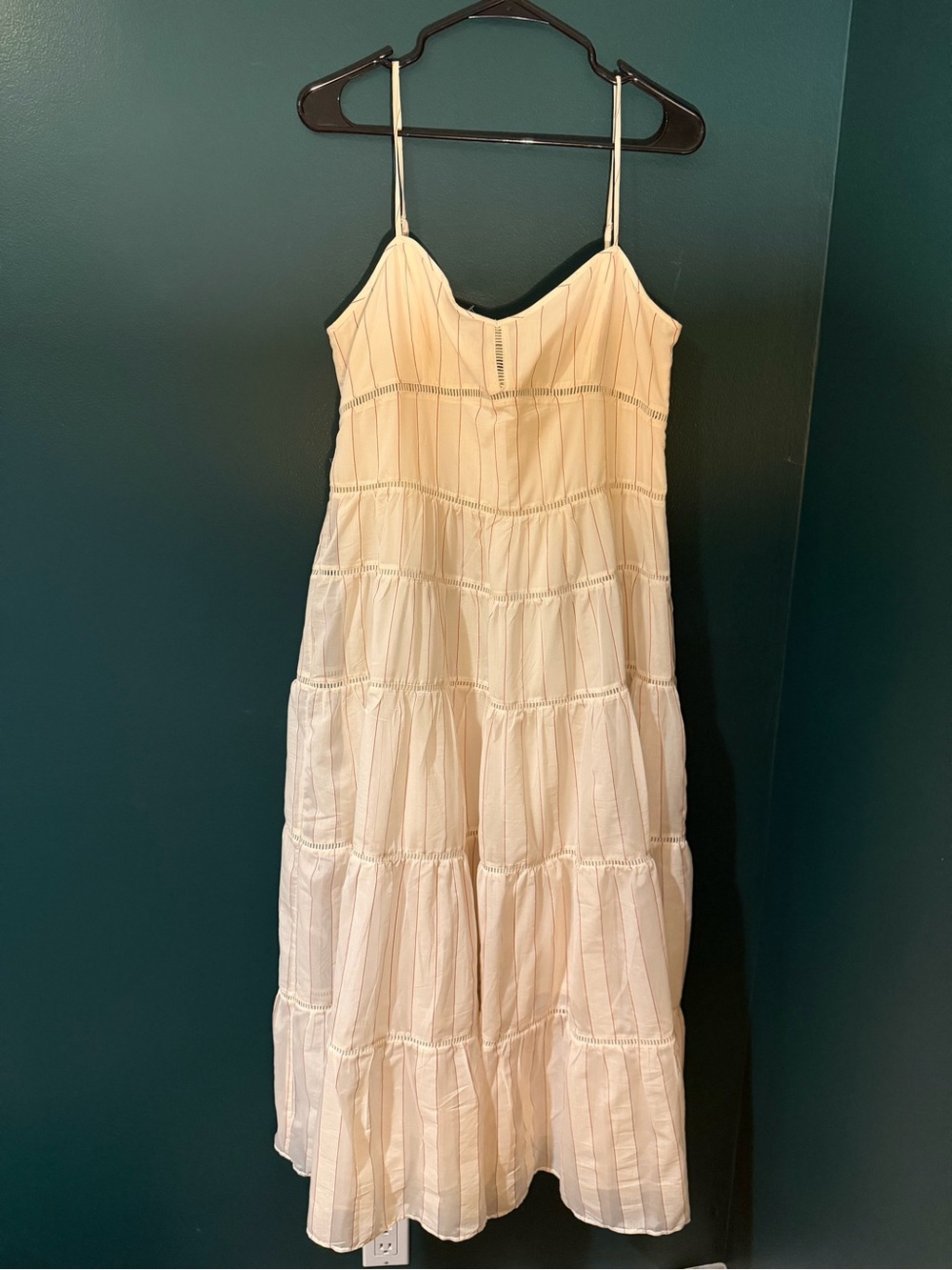 J. Crew Cream Tiered Spaghetti-Strap Maxi Dress with Subtle Stitching